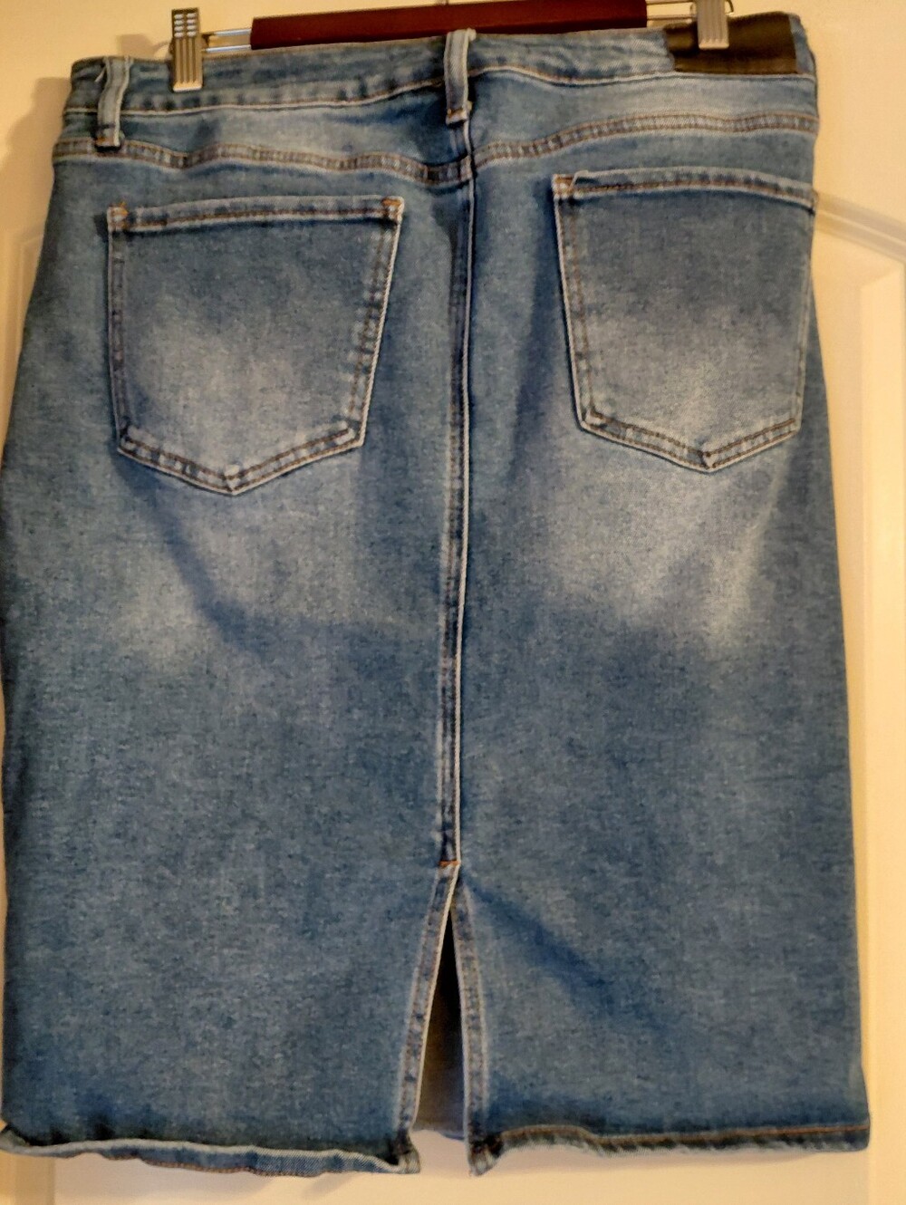 Denim Distressed Skirt Knee Length - Picture 3 of 12